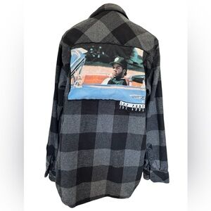 Upcycled Ice Cube Checkered Flannel Shirt Jacket
